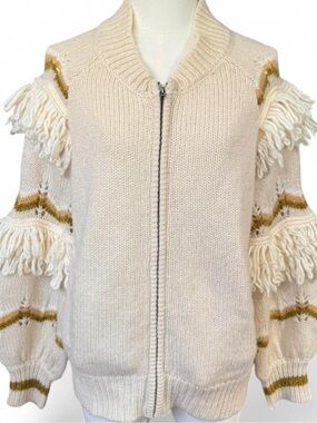 Cream Fringe Zip-Front jen’s pirate booty dream jacket in “snowed in”